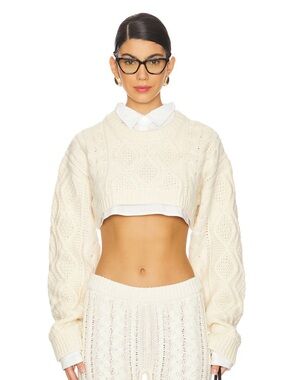 LIONESS Sonny Knit Top in Cream Size XS